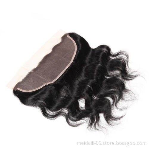 Wholesale price natural color body wave virgin brazilian hair 13x4 lace closure frontal closure body wave lace closure